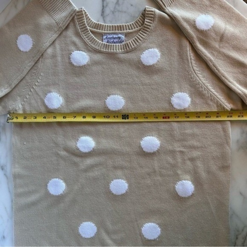 Anthony Richards Womens Polka Dot Sweater Neutral Soft Crew Neck Petite Large - Picture 4 of 12